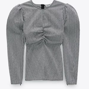 🤍 ZARA Striped Poplin Blouse